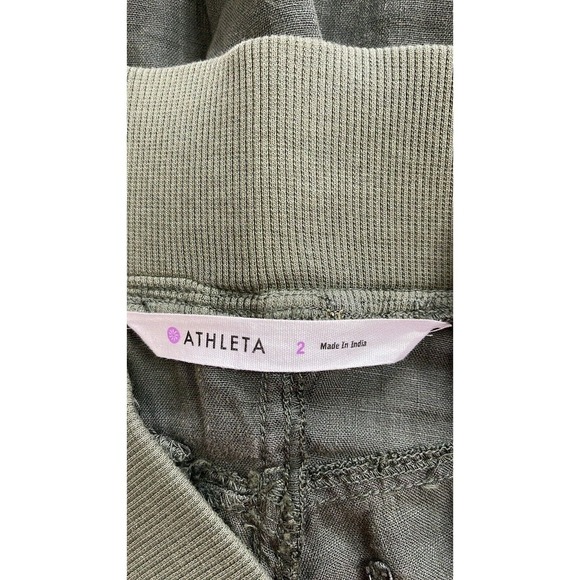 ATHLETA LINEN‎ REVERIE WIDE LEG JASPER GREEN PANT SIZE 2 - Picture 6 of 10